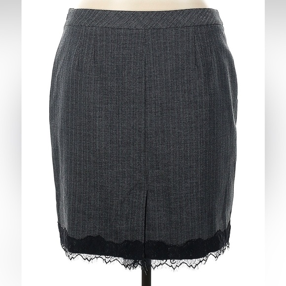 Ann Taylor LOFT Charcoal Grey Pencil Skirt with Black Lace Trim Size 16 - Picture 2 of 5